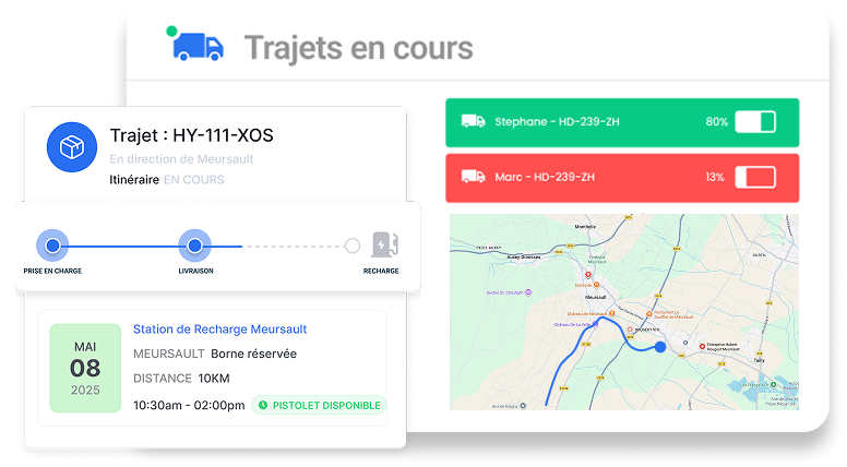 Supervision temps réel camions et stations — App Exploitant E-XOS